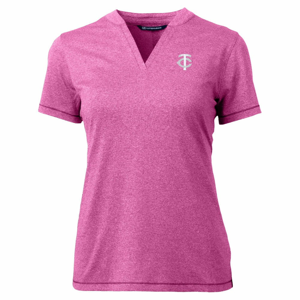 Minnesota Twins Cutter & Buck Forge Heathered Stretch Blade Top - Light Pink