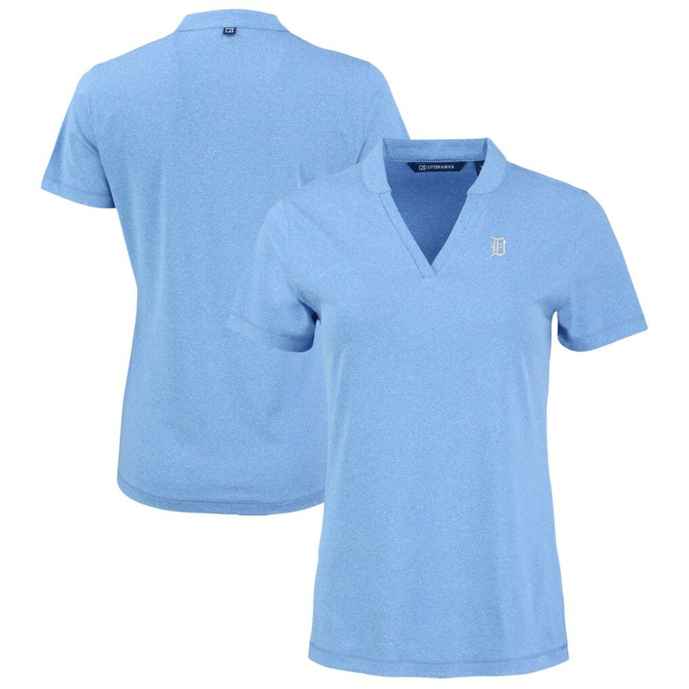 Detroit Tigers Cutter & Buck Forge Heathered Stretch Blade Top - Heather Powder Blue