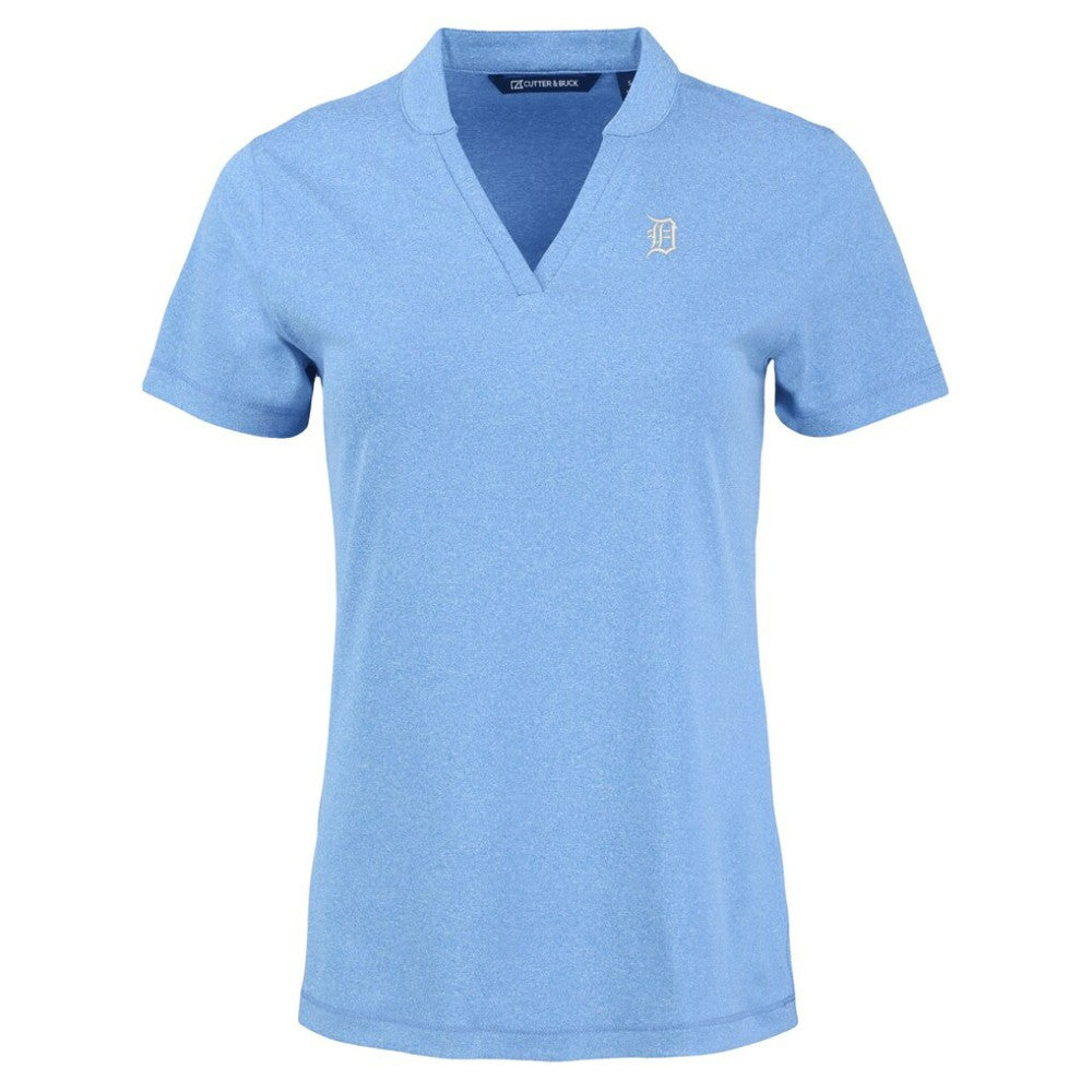 Detroit Tigers Cutter & Buck Forge Heathered Stretch Blade Top - Heather Powder Blue