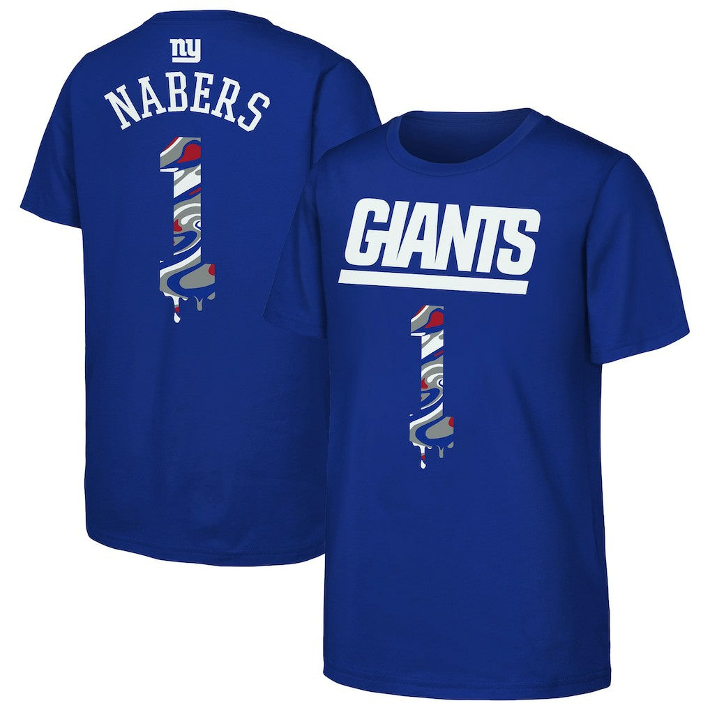 NFL New York Giants Malik Nabers  Outerstuff Youth Mainliner Drip Player Name & Number T-Shirt