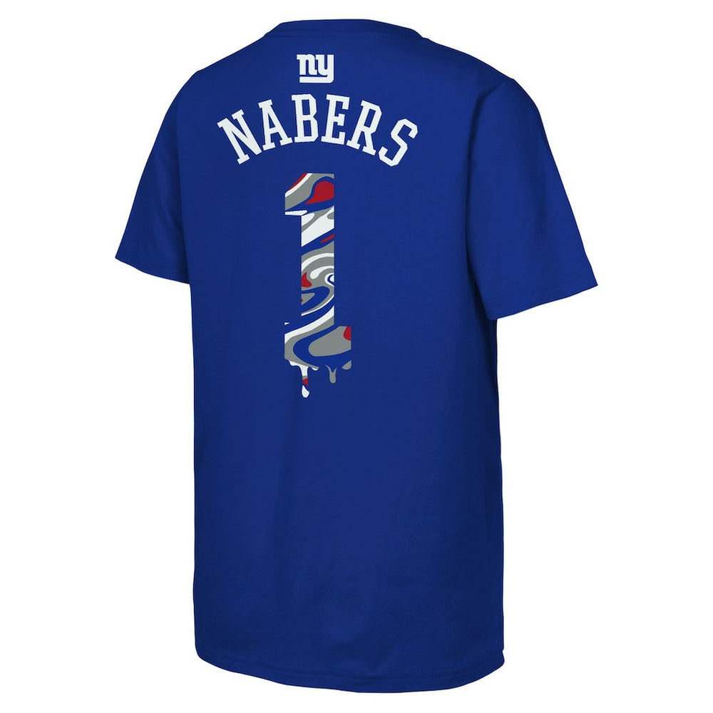 NFL New York Giants Malik Nabers  Outerstuff Youth Mainliner Drip Player Name & Number T-Shirt