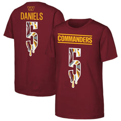 NFL Washington Commanders Jayden Daniels  Outerstuff Youth Mainliner Drip Player Name & Number T-Shirt