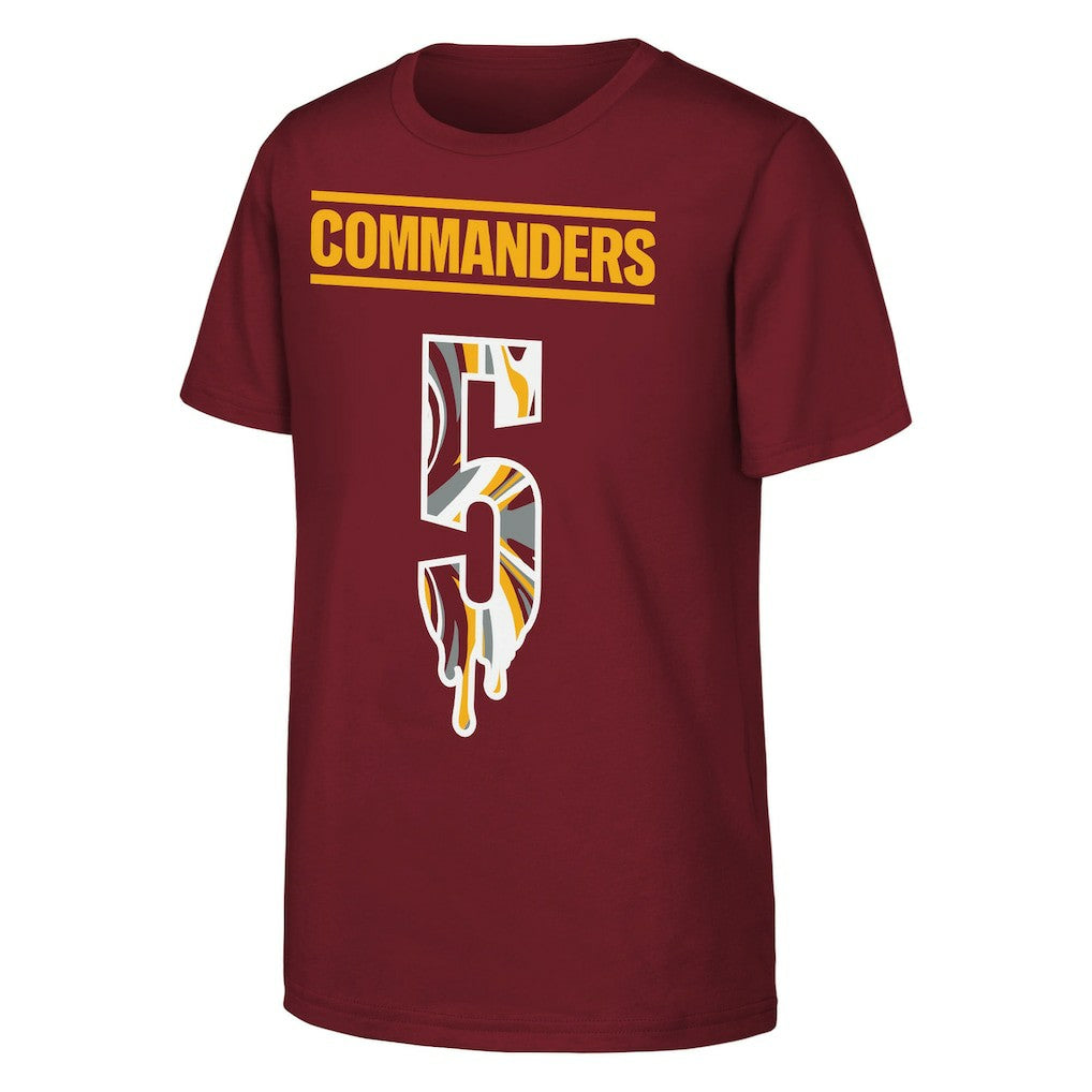 NFL Washington Commanders Jayden Daniels  Outerstuff Youth Mainliner Drip Player Name & Number T-Shirt