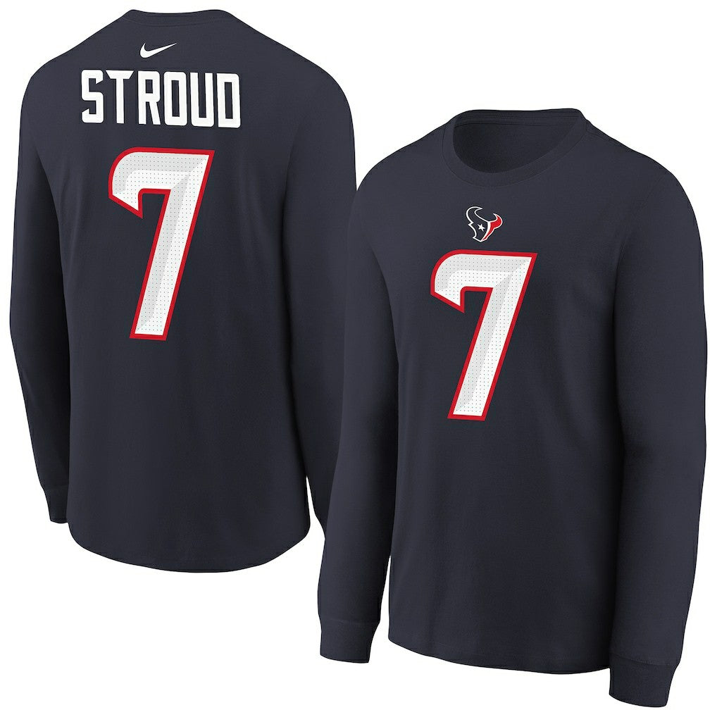 NFL Houston Texans C.J. Stroud  Youth Player Name & Number Long Sleeve T-Shirt