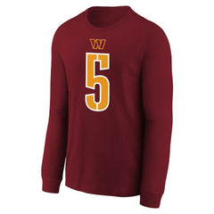 NFL Washington Commanders Jayden Daniels  Youth Player Name & Number Long Sleeve T-Shirt