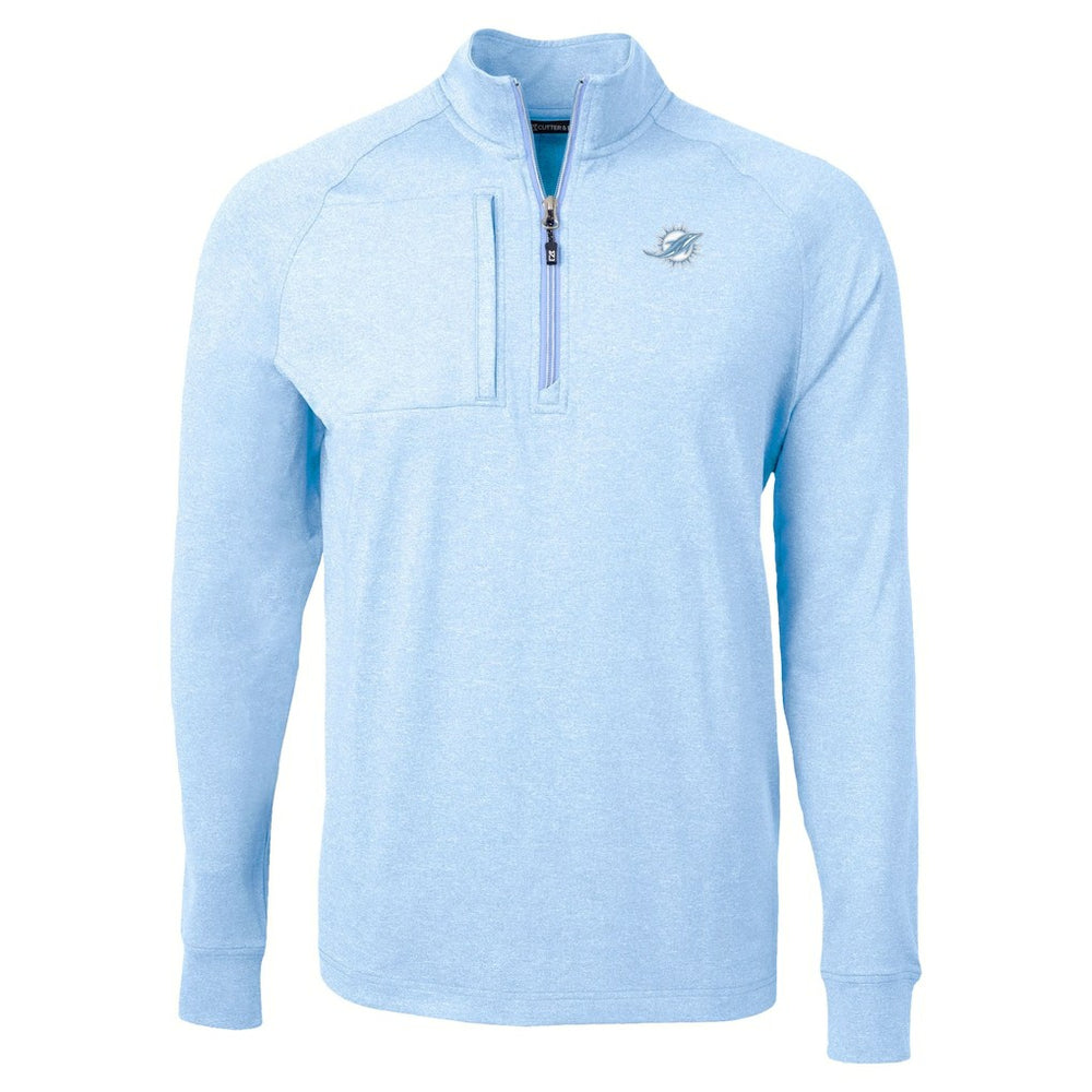 NFL Miami Dolphins Cutter & Buck Raglan Adapt Eco Knit Heather Quarter-Zip Top