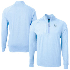 NFL Houston Texans Cutter & Buck Raglan Adapt Eco Knit Heather Quarter-Zip Top
