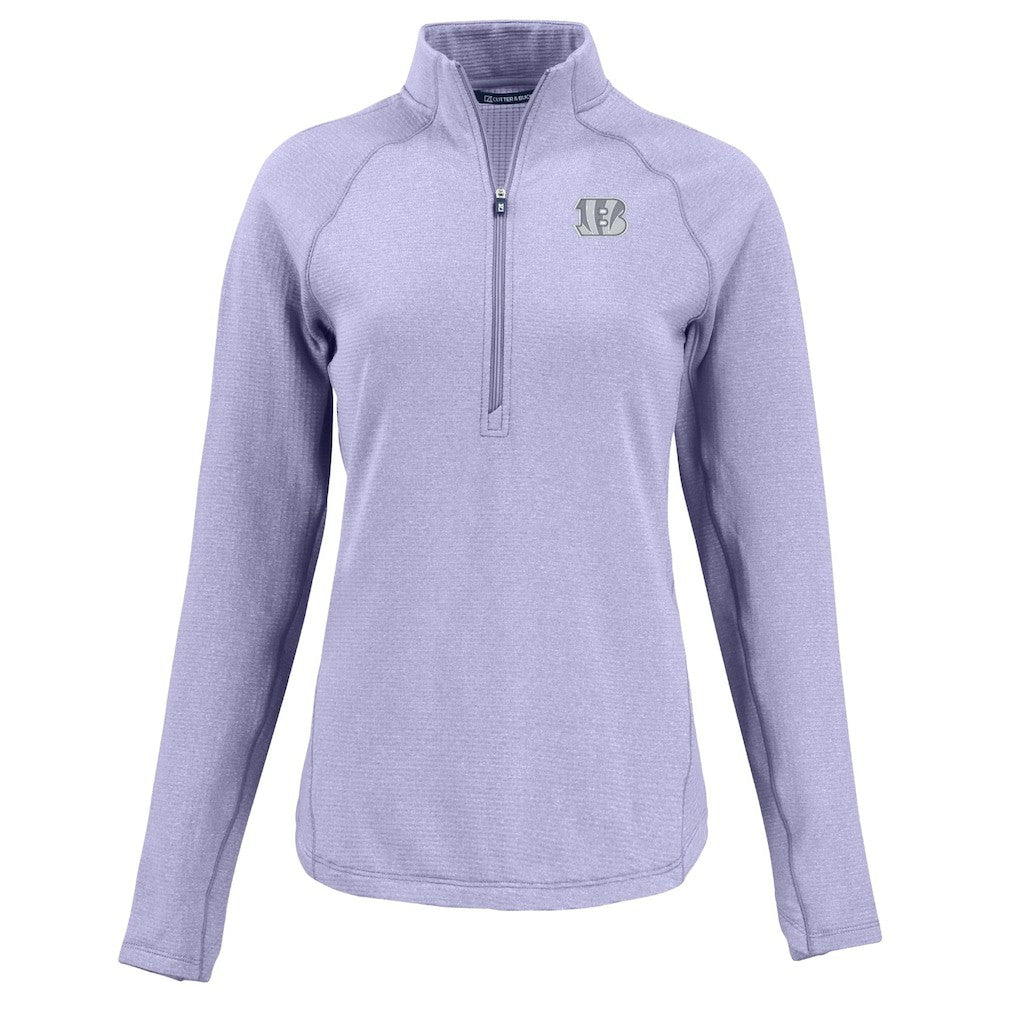 NFL Cincinnati Bengals Cutter & Buck Women's Peshastin Eco Fleece Recycled Half-Zip Top