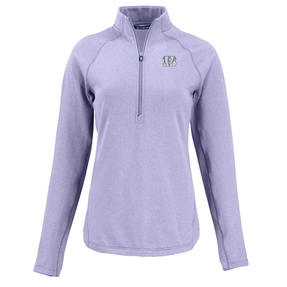 NFL Cincinnati Bengals Cutter & Buck Women's Peshastin Eco Fleece Recycled Half-Zip Top