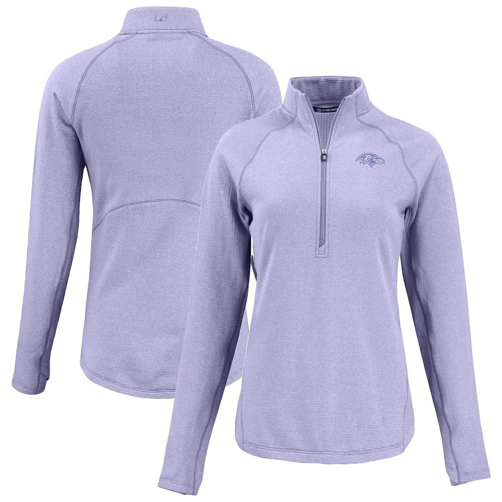 NFL Baltimore Ravens Cutter & Buck Women's Peshastin Eco Fleece Recycled Half-Zip Top