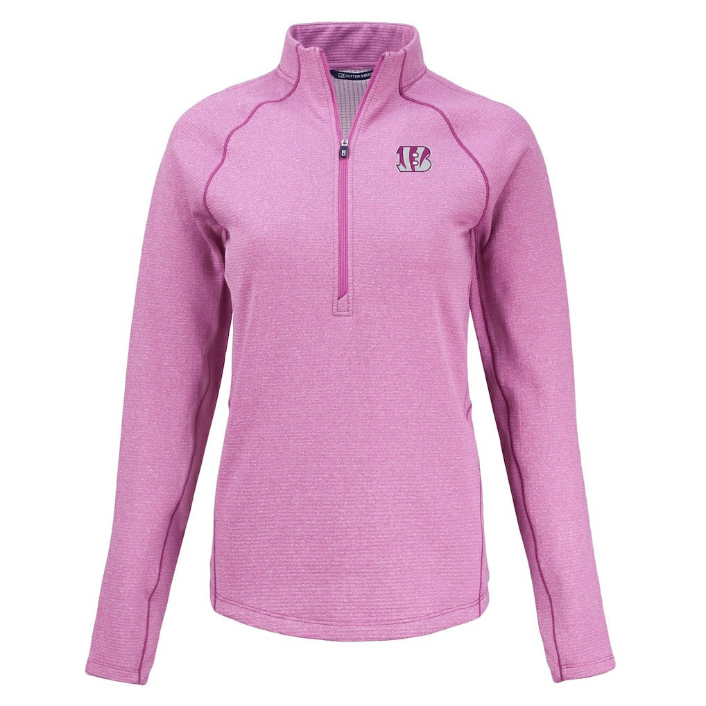 NFL Cincinnati Bengals Cutter & Buck Women's Peshastin Eco Fleece Recycled Half-Zip Top