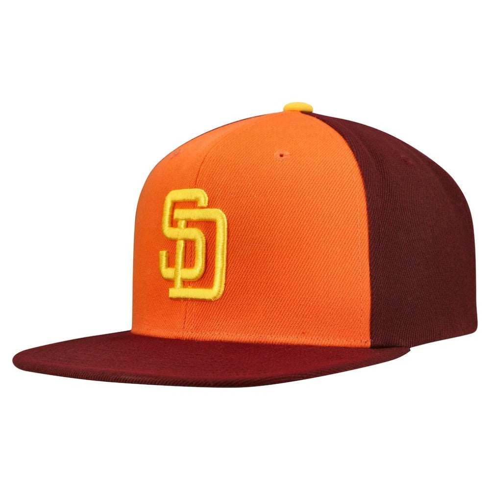 San Diego Padres Cooperstown Collection Basic Flip Snapback Hat - Orange/Brown | Mitchell & Ness