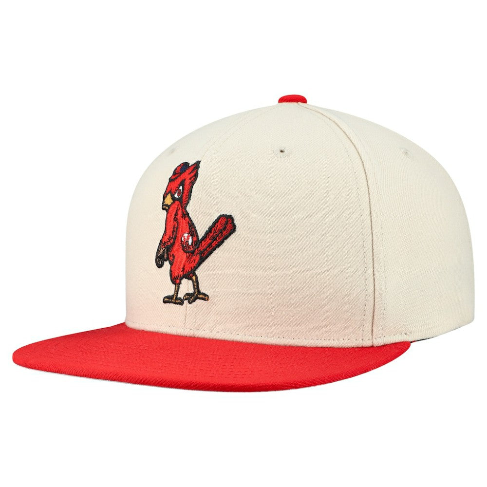 St. Louis Cardinals Cooperstown Collection Basic Flip Snapback Hat - Cream | Mitchell & Ness