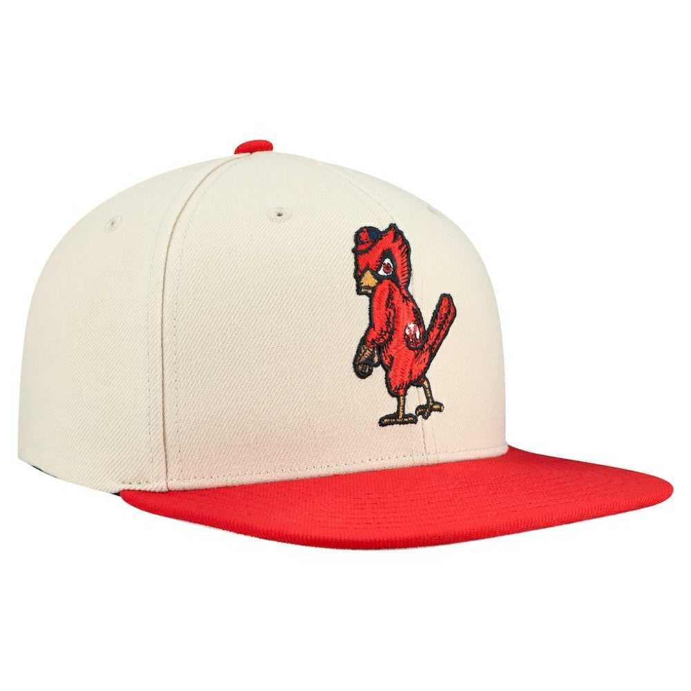 St. Louis Cardinals Cooperstown Collection Basic Flip Snapback Hat - Cream | Mitchell & Ness