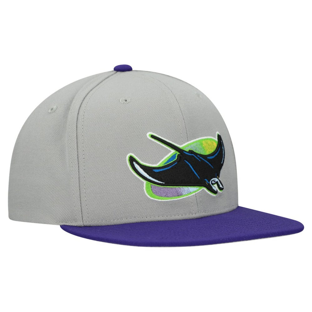 Tampa Bay Rays Cooperstown Collection Basic Flip Snapback Hat - Gray | Mitchell & Ness