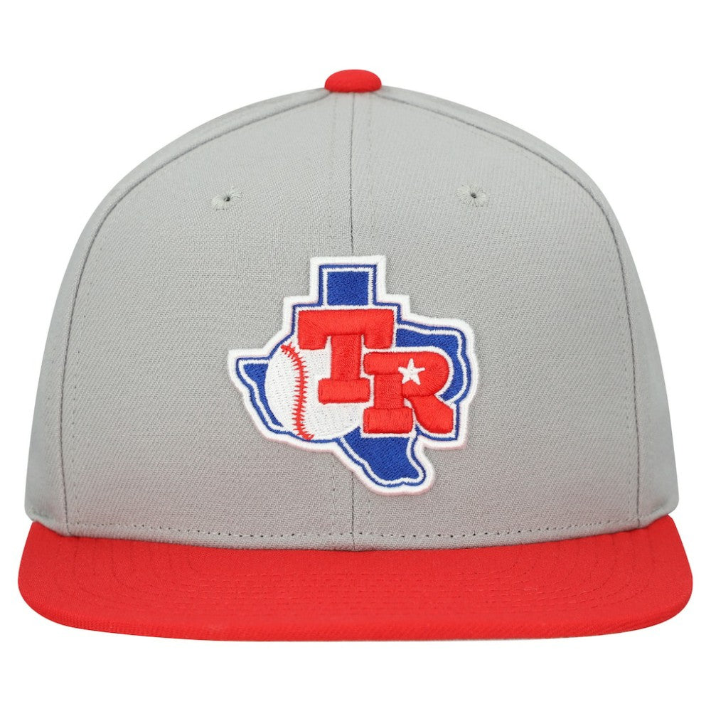 Texas Rangers Cooperstown Collection Basic Flip Snapback Hat - Gray | Mitchell & Ness
