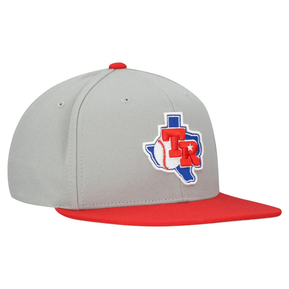 Texas Rangers Cooperstown Collection Basic Flip Snapback Hat - Gray | Mitchell & Ness