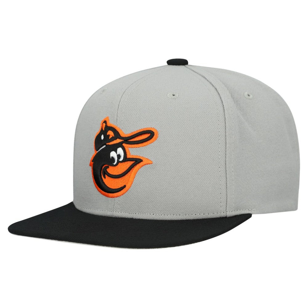 Baltimore Orioles Cooperstown Collection Basic Flip Snapback Hat - Gray | Mitchell & Ness