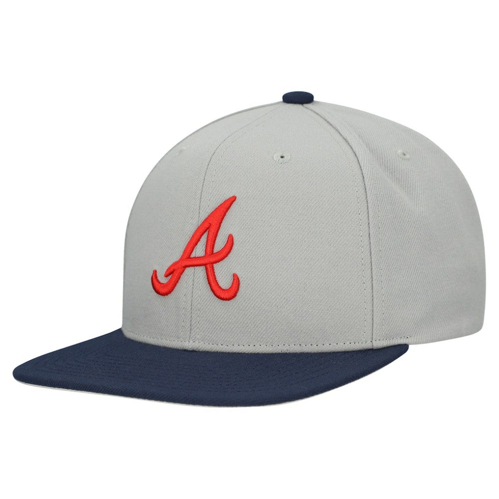 Atlanta Braves Basic Flip Snapback Hat - Gray | Mitchell & Ness