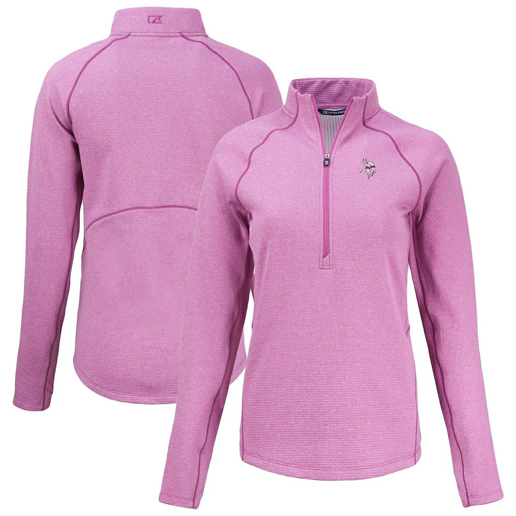 NFL Minnesota Vikings Cutter & Buck Women's Peshastin Eco Fleece Recycled Half-Zip Top