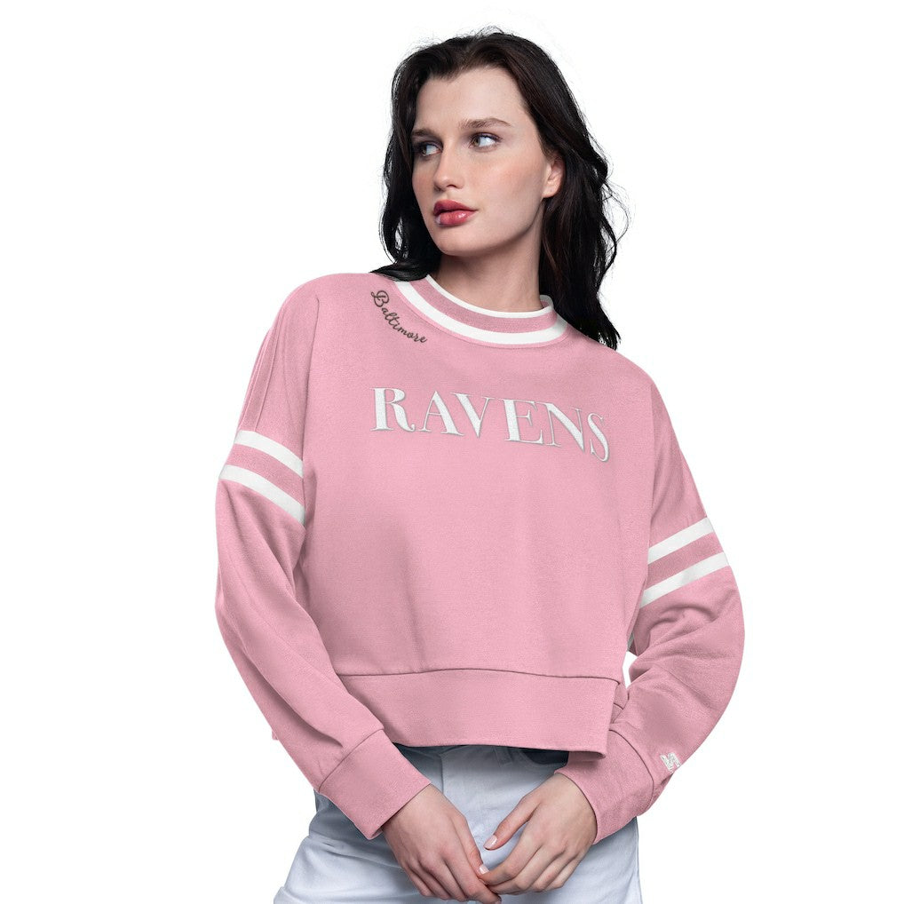 NFL Baltimore Ravens Starter Women's Power Play Cropped Pullover Sweatshirt