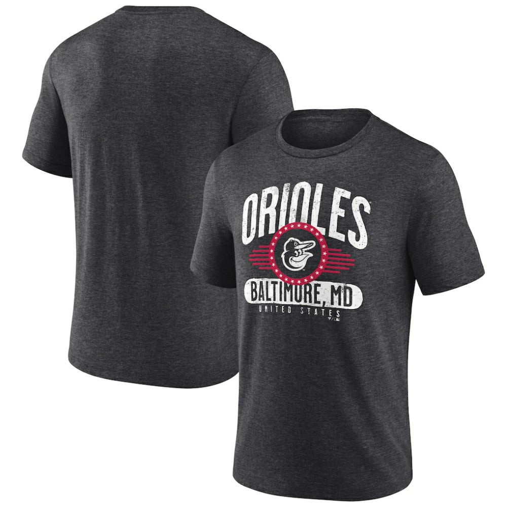 Baltimore Orioles Badge of Honor Tri-Blend T-Shirt - Charcoal