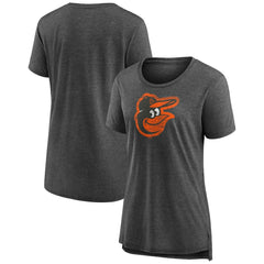 Baltimore Orioles Women's Weathered Official Logo Tri-Blend T-Shirt - Gray