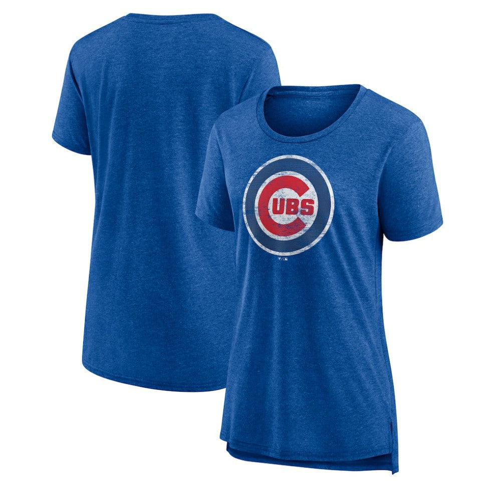 Chicago Cubs Women's Weathered Official Logo Tri-Blend T-Shirt - Royal