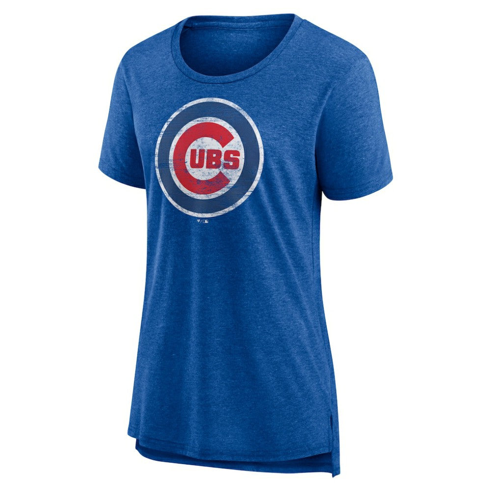 Chicago Cubs Women's Weathered Official Logo Tri-Blend T-Shirt - Royal