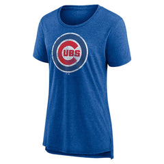 Chicago Cubs Women's Weathered Official Logo Tri-Blend T-Shirt - Royal