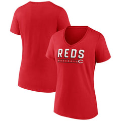 Cincinnati Reds Women's Primary Play V-Neck T-Shirt - Red