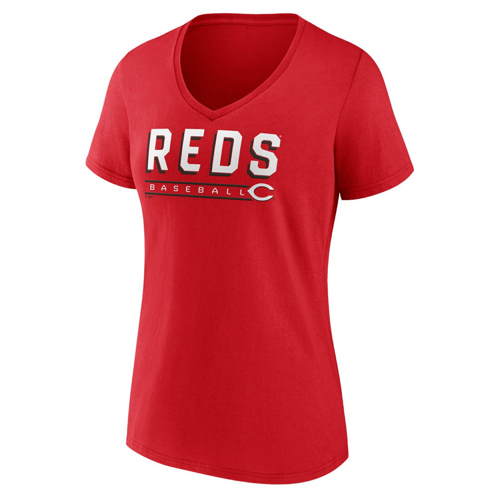 Cincinnati Reds Women's Primary Play V-Neck T-Shirt - Red