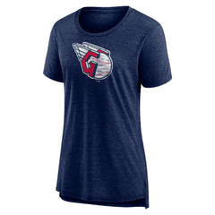 Cleveland Guardians Women's Weathered Official Logo Tri-Blend T-Shirt - Navy