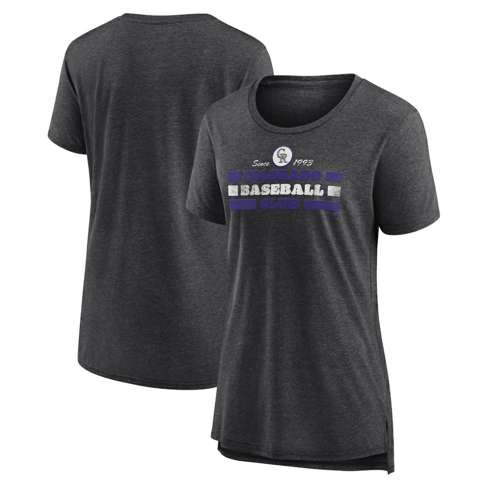 Colorado Rockies Women's Power Swing Tri-Blend T-Shirt - Gray