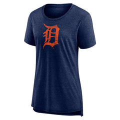 Detroit Tigers Women's Weathered Official Logo Tri-Blend T-Shirt - Navy