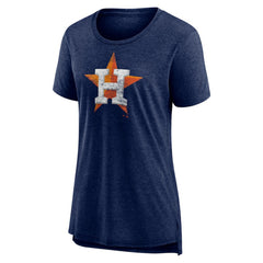 Houston Astros Women's Weathered Official Logo Tri-Blend T-Shirt - Navy