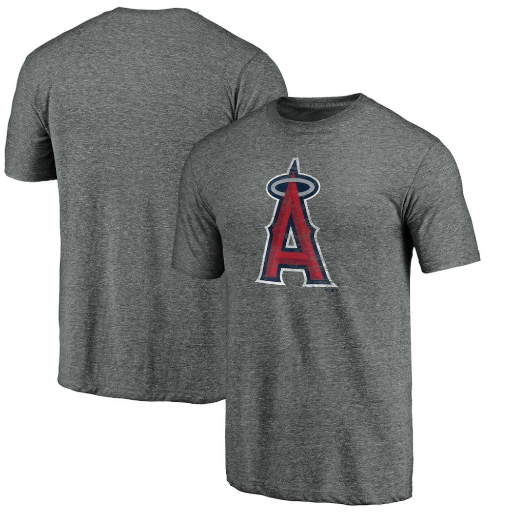 Los Angeles Angels Weathered Official Logo Tri-Blend T-Shirt - Heather Gray