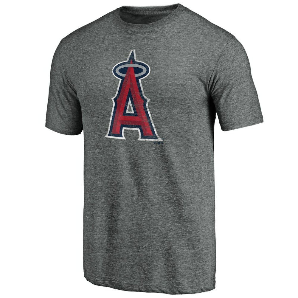 Los Angeles Angels Weathered Official Logo Tri-Blend T-Shirt - Heather Gray