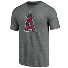Los Angeles Angels Weathered Official Logo Tri-Blend T-Shirt - Heather Gray