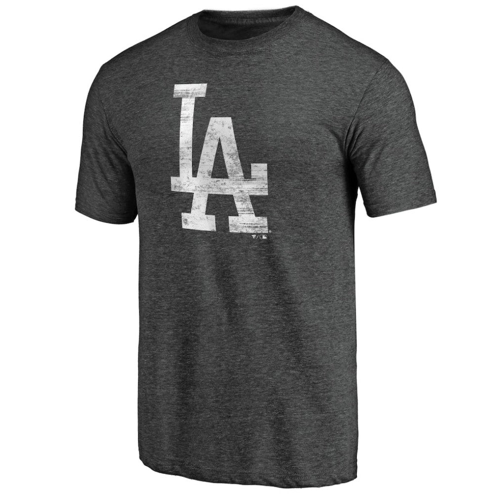 Los Angeles Dodgers Weathered Official Logo Tri-Blend T-Shirt - Charcoal