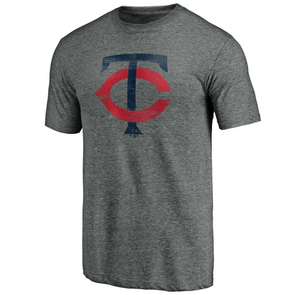 Minnesota Twins Weathered Official Logo Tri-Blend T-Shirt - Heather Gray