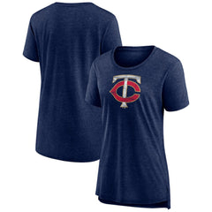 Minnesota Twins Women's Weathered Official Logo Tri-Blend T-Shirt - Navy
