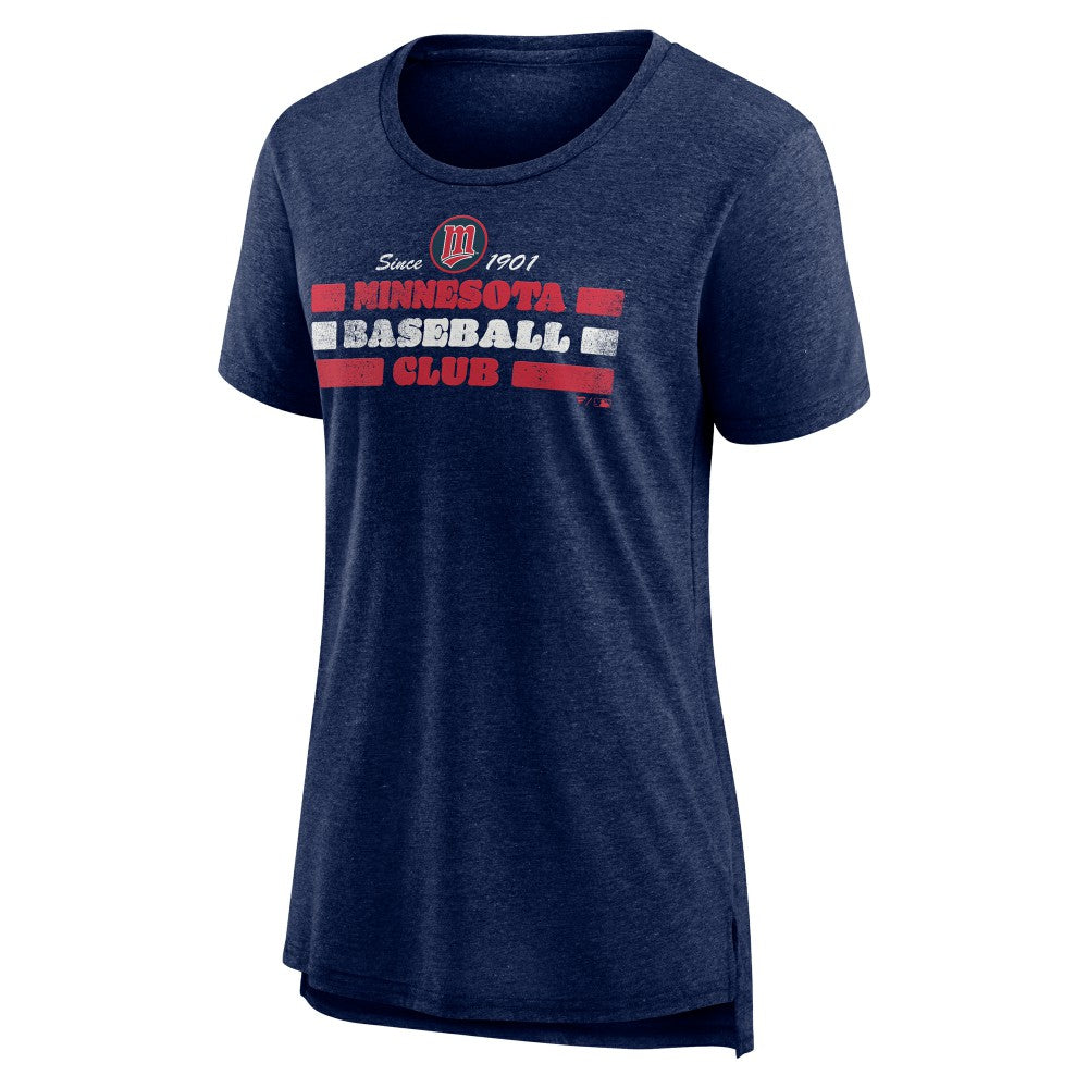 Minnesota Twins Women's Power Swing Tri-Blend T-Shirt - Navy