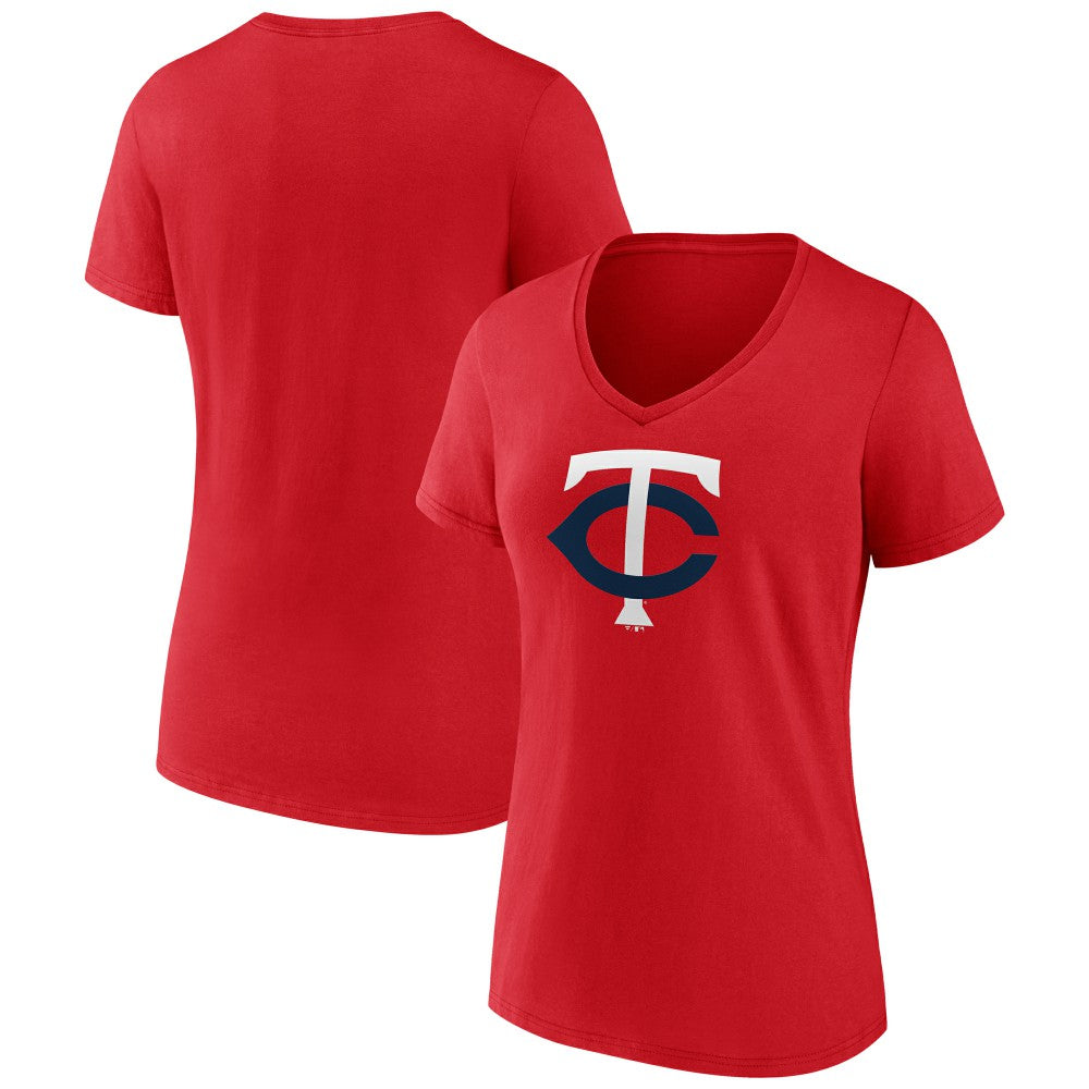 Minnesota Twins Women's Official Logo V-Neck T-Shirt - Red