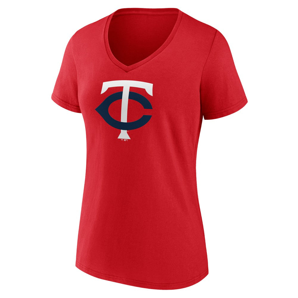 Minnesota Twins Women's Official Logo V-Neck T-Shirt - Red