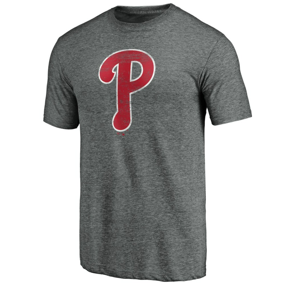 Philadelphia Phillies Weathered Official Logo Tri-Blend T-Shirt - Heather Gray
