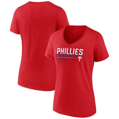 Philadelphia Phillies Women's Primary Play V-Neck T-Shirt - Red