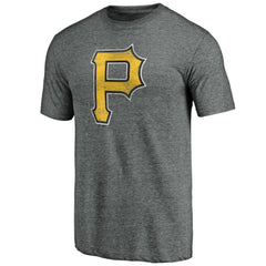 Pittsburgh Pirates Weathered Official Logo Tri-Blend T-Shirt - Heather Gray