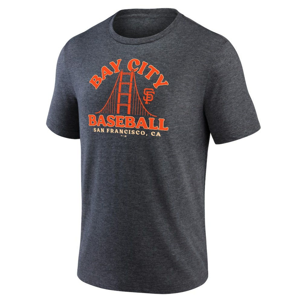 San Francisco Giants Bay City Baseball Tri-Blend T-Shirt - Charcoal