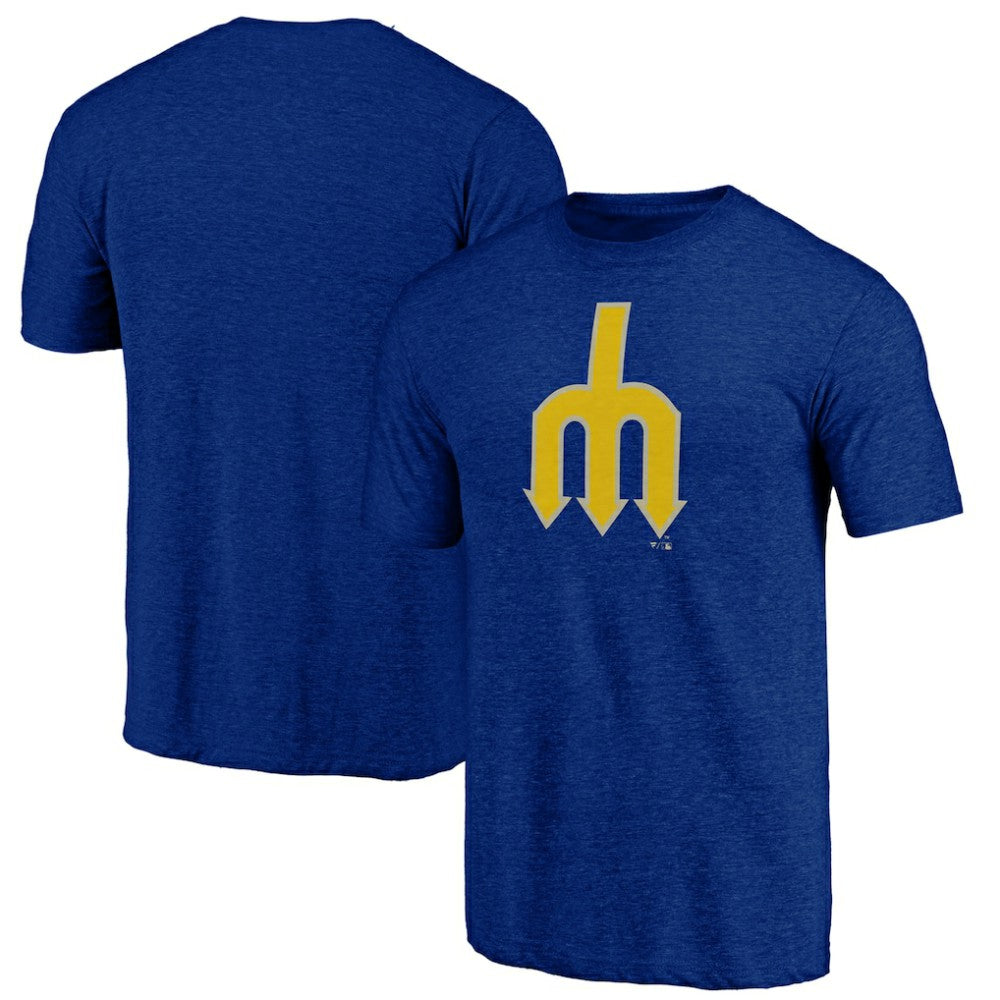 Seattle Mariners Cooperstown Official Logo Tri-Blend T-Shirt - Royal